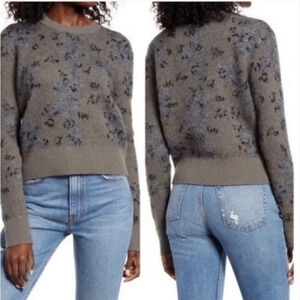 AllSaints Women's Asko Camo Jumper Dark Gray Wool Blend Sweater - Size Medium